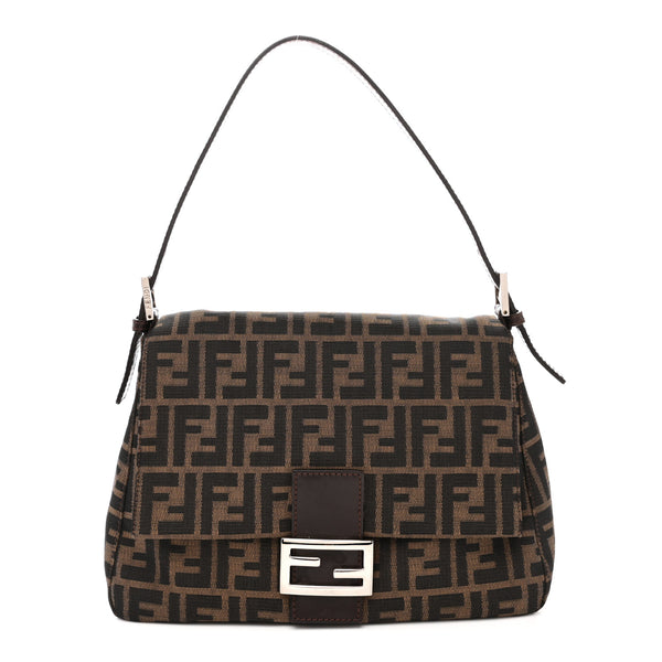 fendi zucca shoulder bag tobacco Fendi Zucca Canvas Mama Baguette
