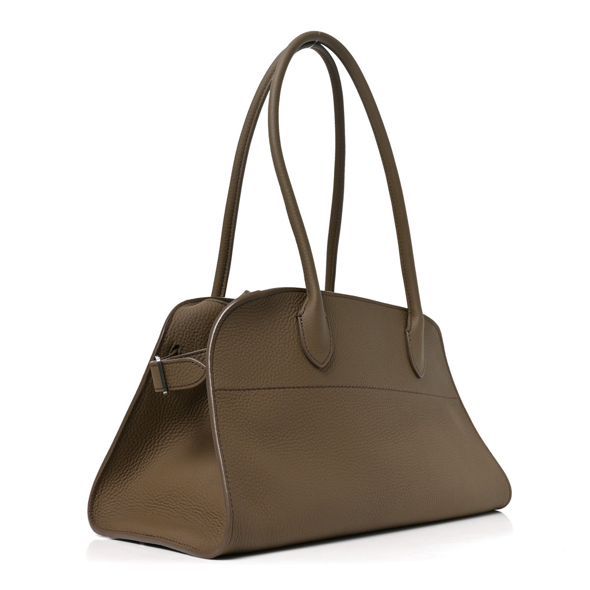 Matte Grained Calfskin Margaux Shoulder 12  Dark Taupe