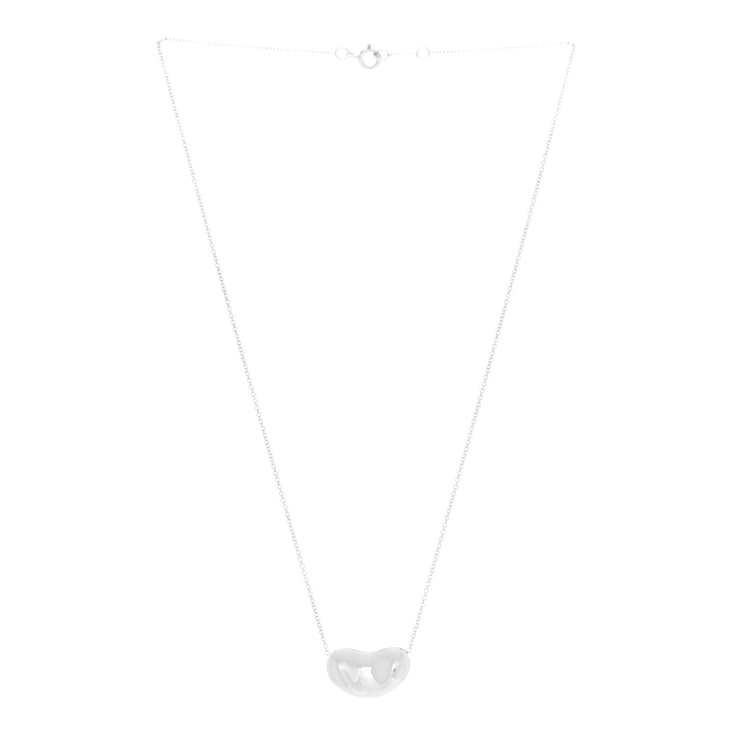Tiffany Sterling Silver 18mm Elsa Peretti Bean Pendant Necklace 3 of 6