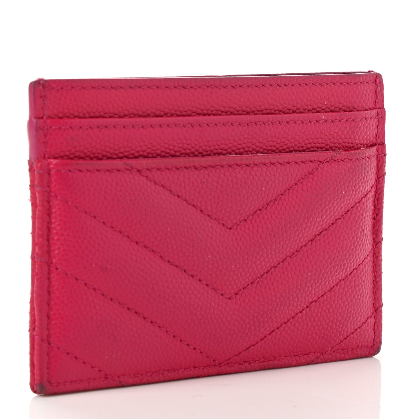 Grain De Poudre Matelasse Chevron Monogram Credit Card Case Fresh Fuxia