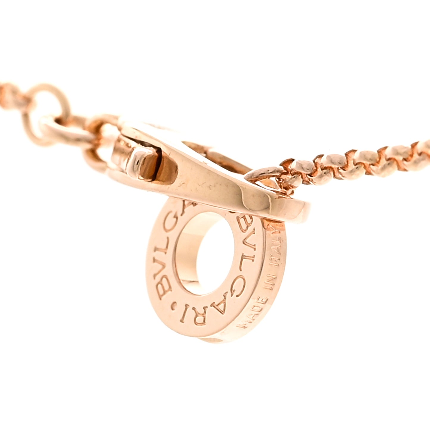 18K Rose Gold Diamond Small B.Zero1 Pave Pendant Necklace