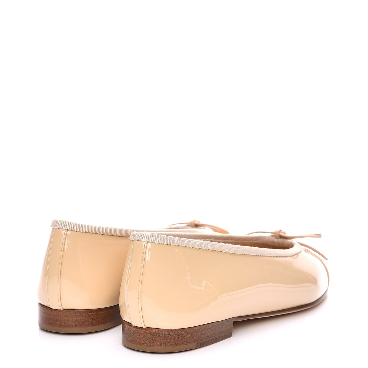 Patent CC Cap Toe Ballerina Flats 35.5 Beige