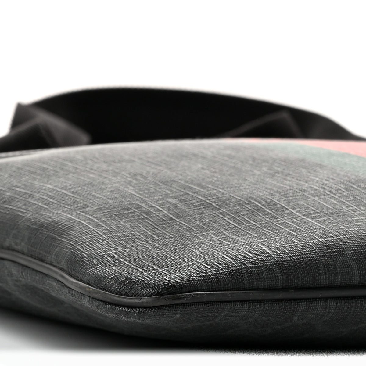 Gucci GG Supreme Monogram Web Medium Flat Messenger Bag Black Grey 9 of 10