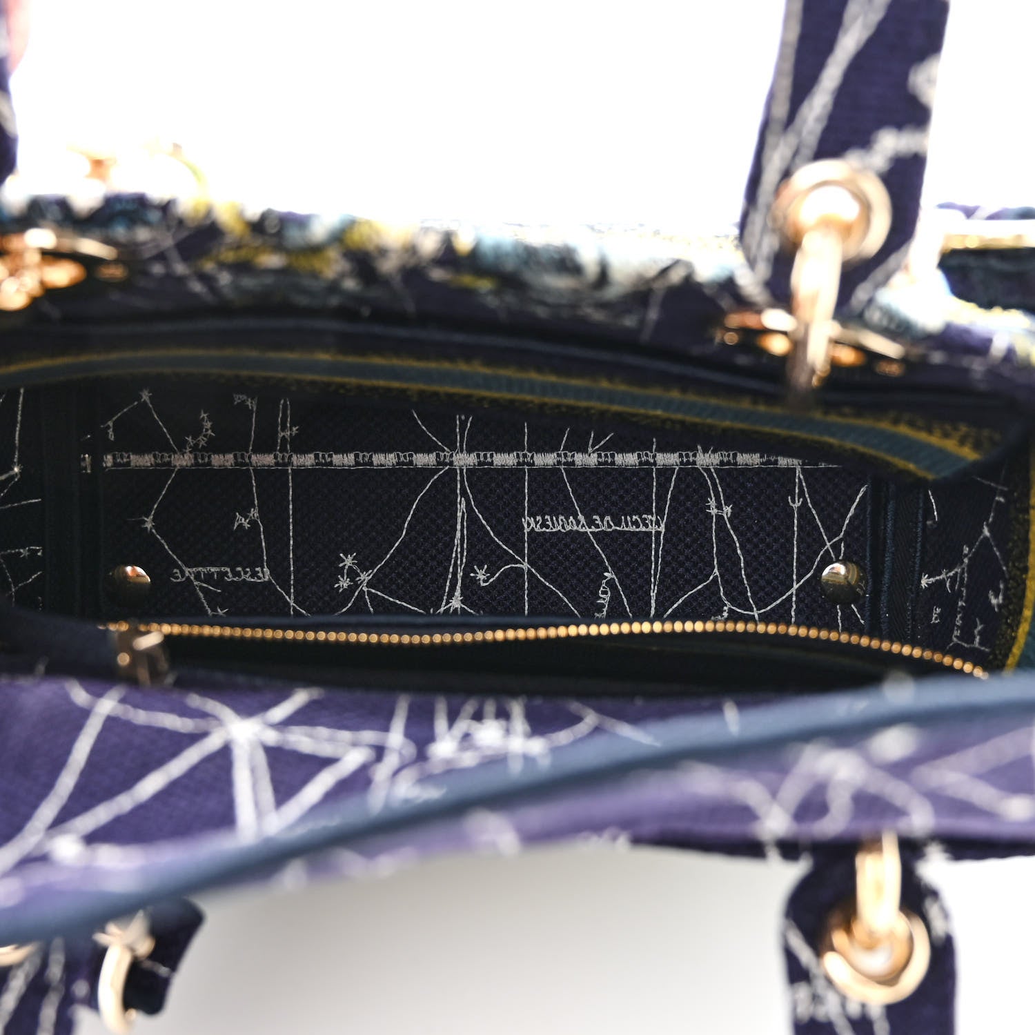 Christian Dior Canvas Embroidered Zodiac Medium Lady D-Lite Blue Multicolor 5 of 12