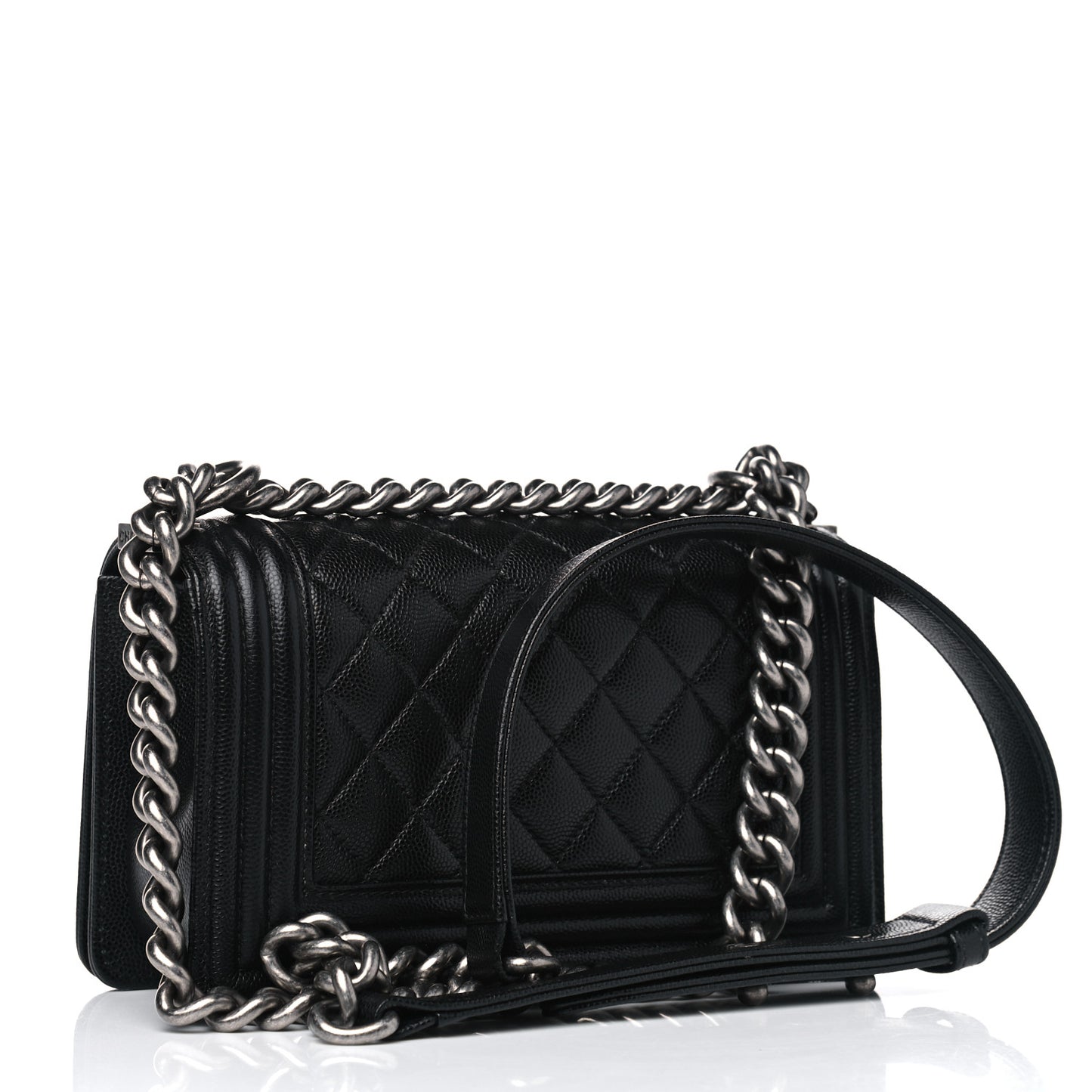 Caviar Quilted Small Boy Flap Black