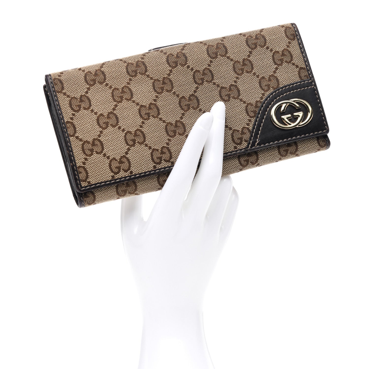Gucci Monogram New Britt Continental Snap Wallet Dark Brown 2 of 6