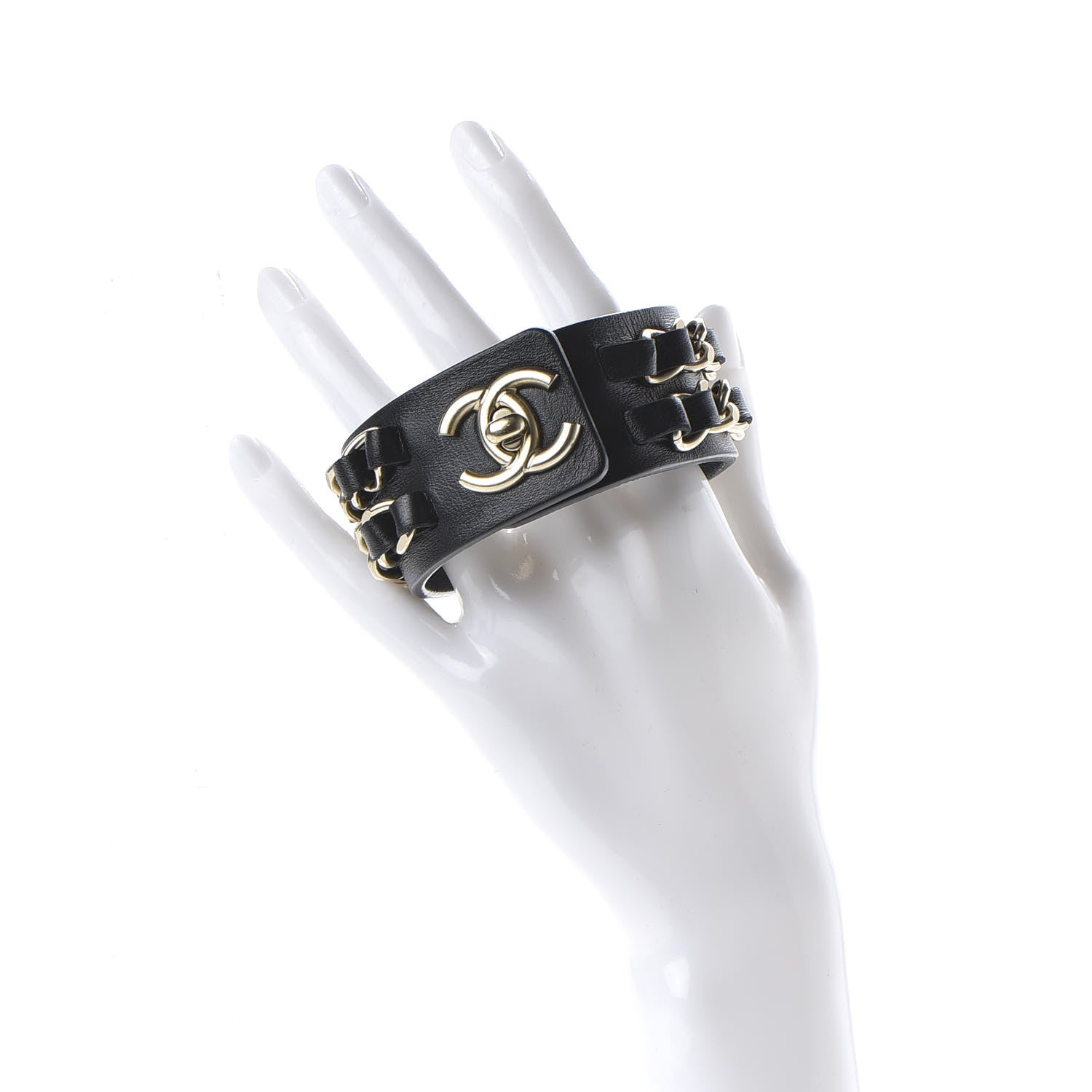 Chanel Lambskin CC Chain Turnlock Bracelet L Black 2 of 6