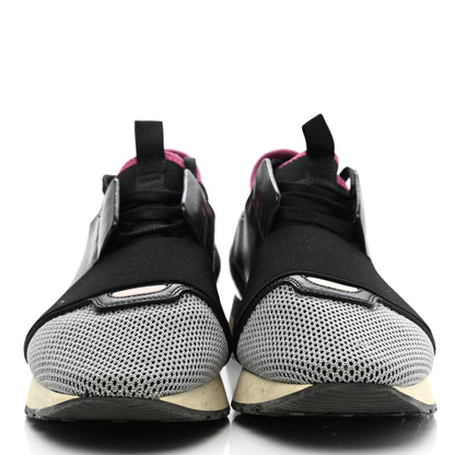 Balenciaga Calfskin Neoprene Mesh Suede Womens Race Runner Sneakers 42 Black Silver Pink 2 of 14