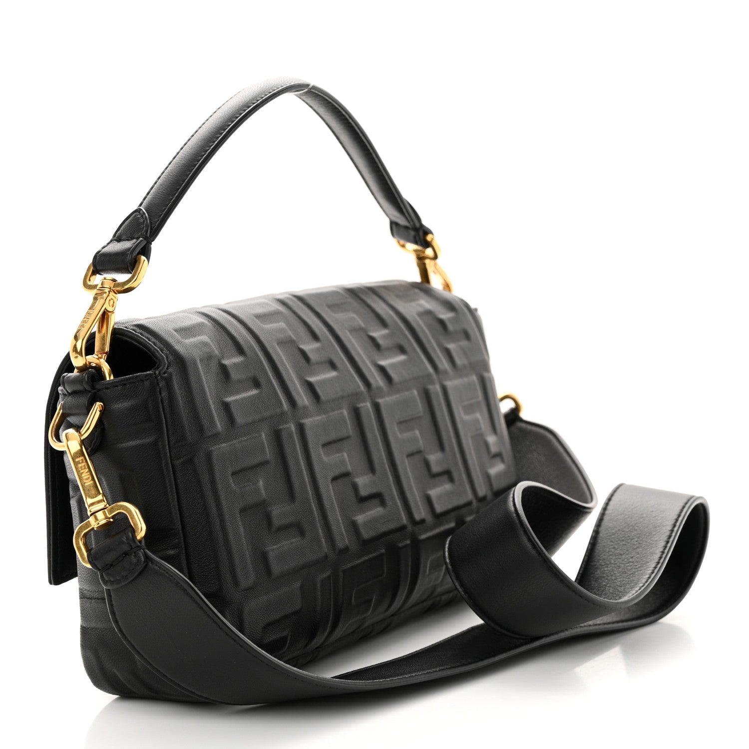 Fendi Nappa FF 1974 Embossed Baguette Black 3 of 12