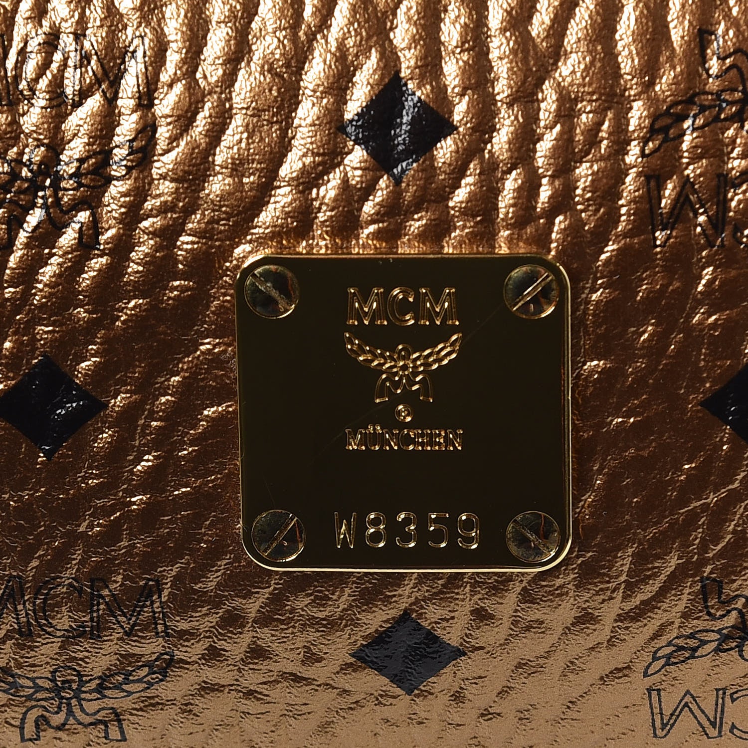 MCM Metallic Visetos Medium Traveler Weekender Bag Gold 7 of 9