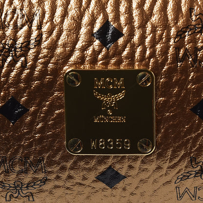 MCM Metallic Visetos Medium Traveler Weekender Bag Gold 7 of 9