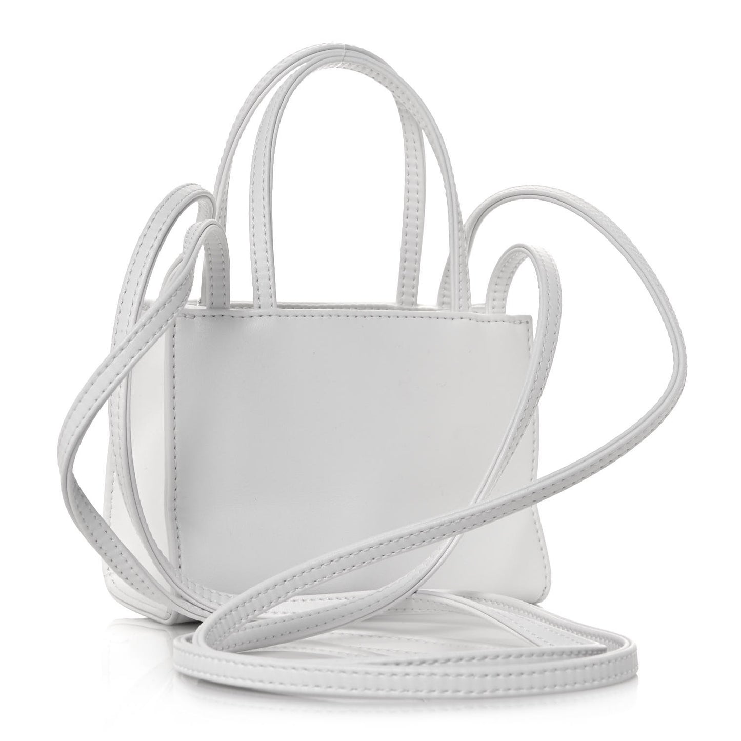 Vegan Leather Small Shopping Bag White