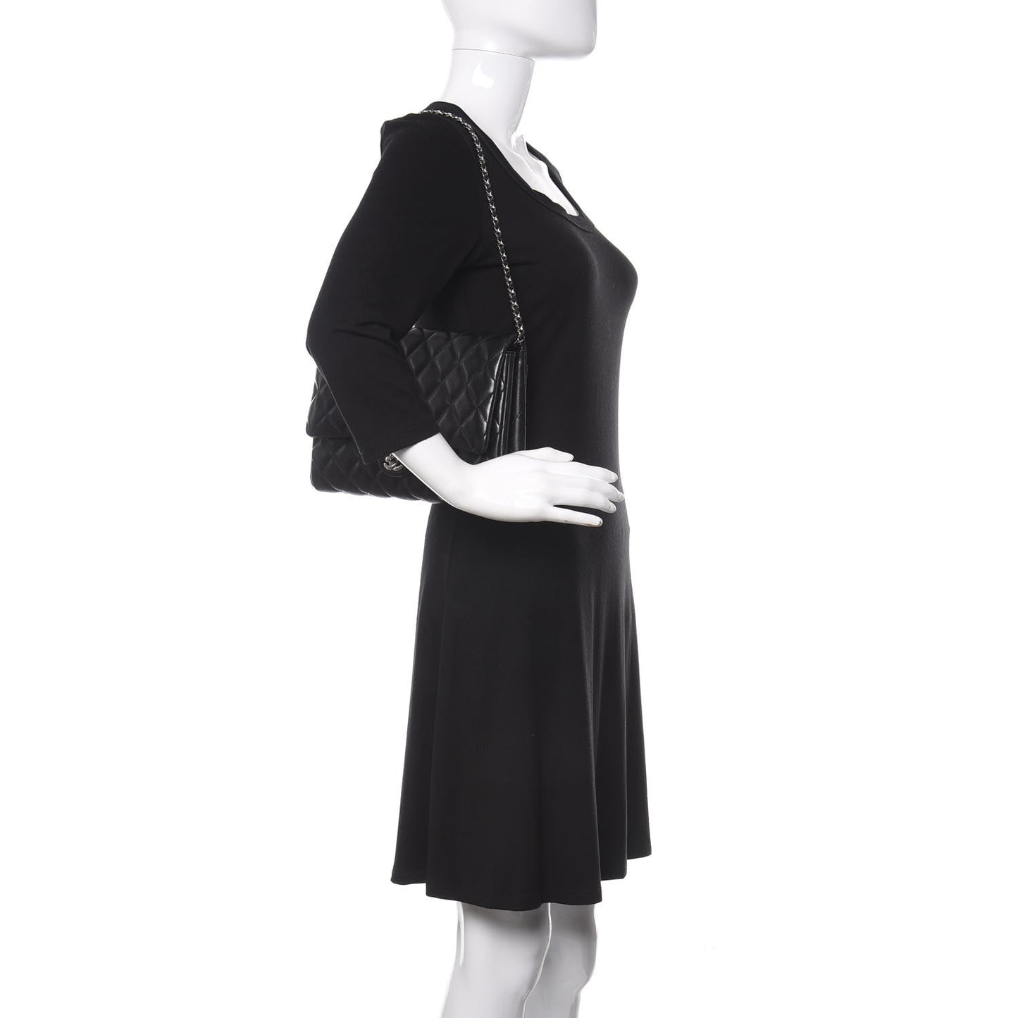 Lambskin Quilted Clutch With Chain Flap Black