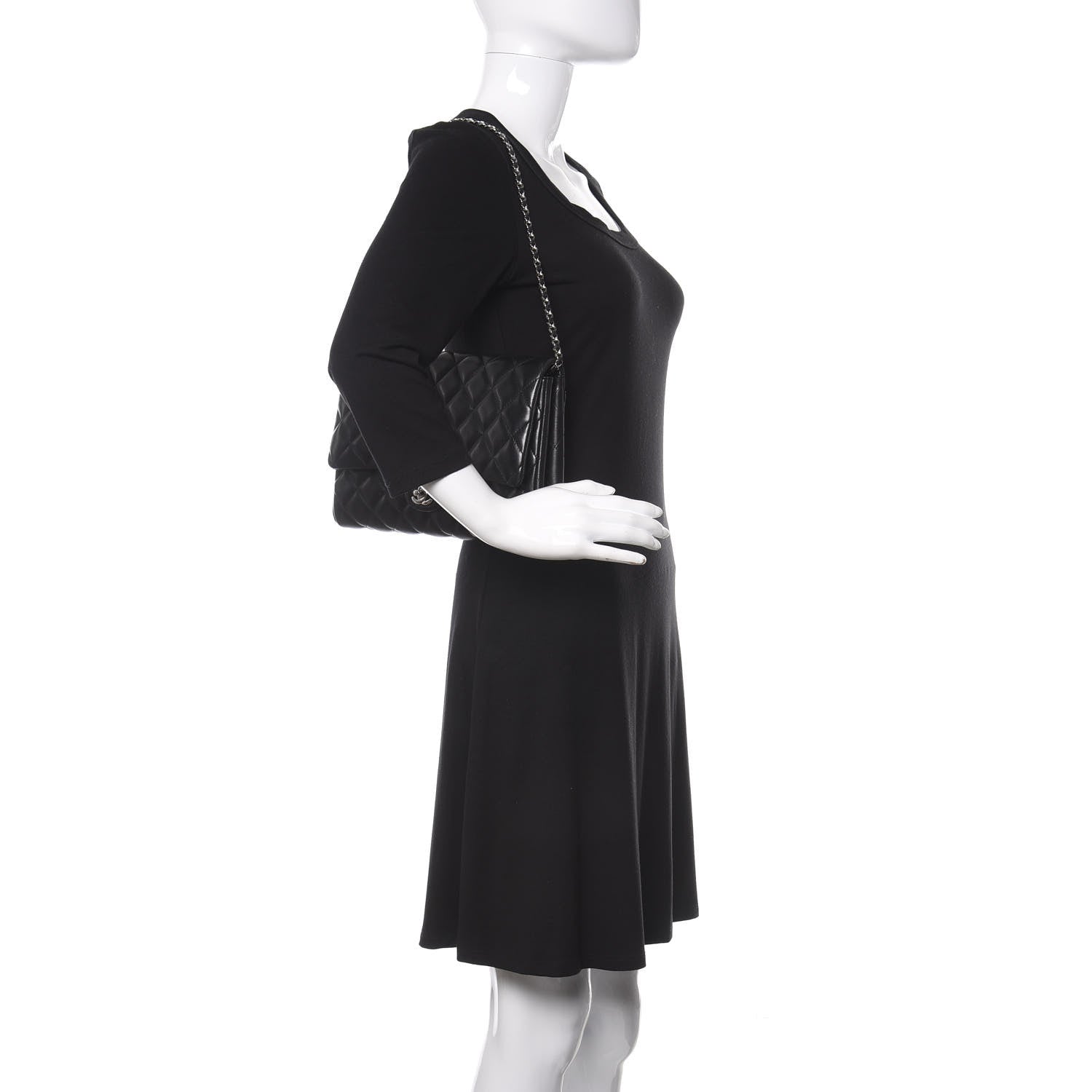 Chanel Lambskin Quilted Clutch With Chain Flap Black 2 of 10