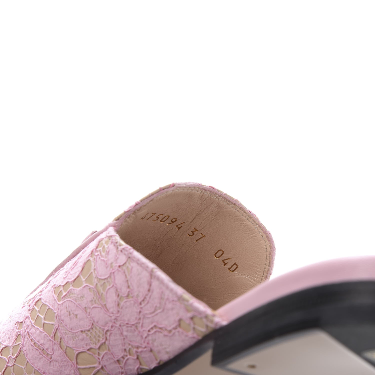 Gucci Lace Malaga Kid Womens Princetown Slippers 37.5 Sugar Pink Skin Rose 8 of 9