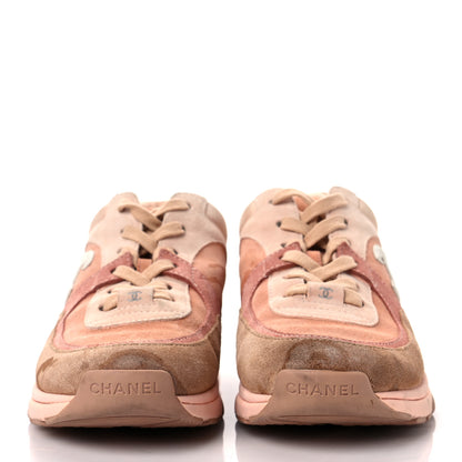 Chanel Nylon Lambskin Suede Calfskin CC Sneakers 39 Pink 2 of 8