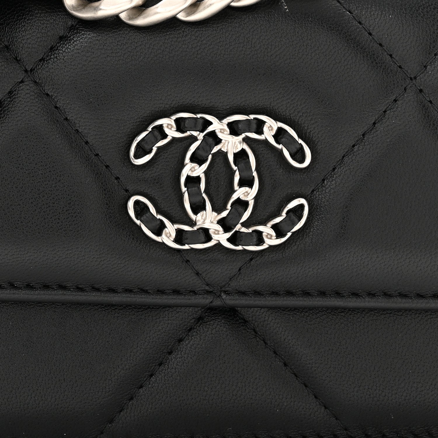 Chanel Lambskin Quilted Chanel 19 Flap Phone Holder With Chain Black 9 of 12