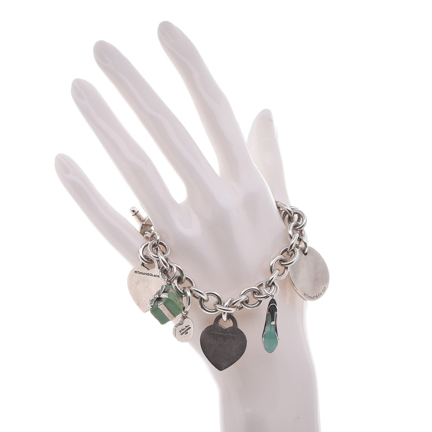 Sterling Silver Diamond Charm Toggle Bracelet