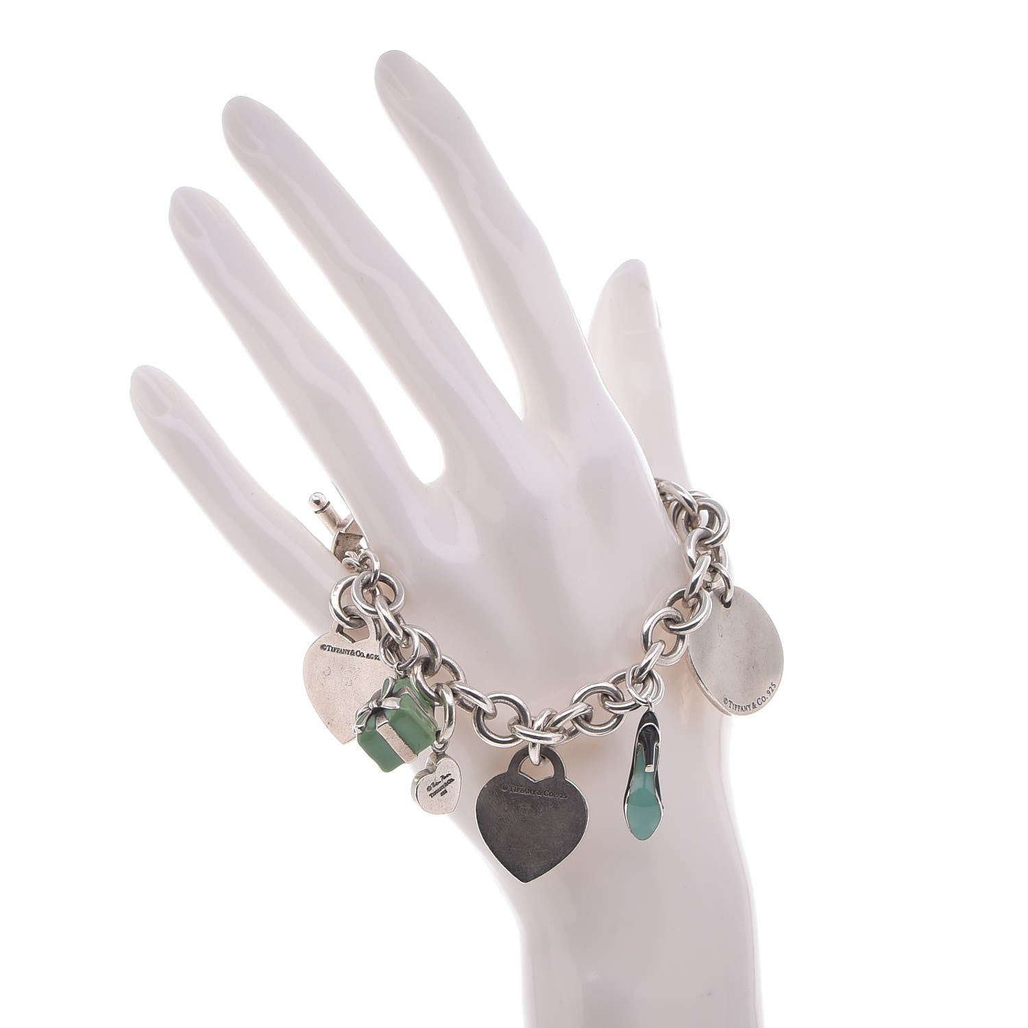 Tiffany Sterling Silver Diamond Charm Toggle Bracelet 2 of 5