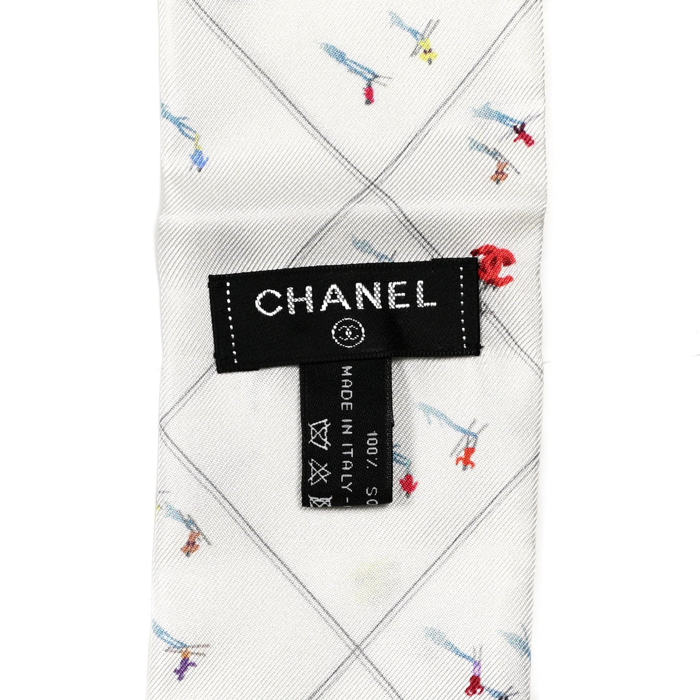 Silk CC Slim Bandeau Scarf White Pink Multicolor