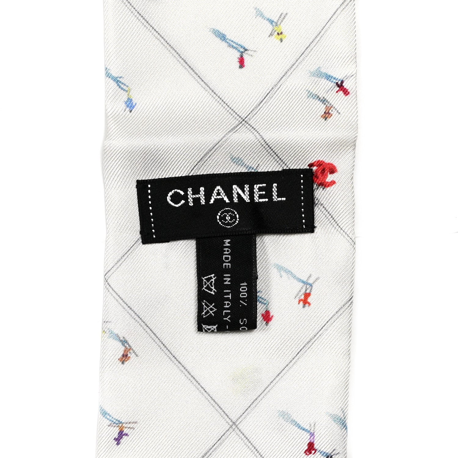 Chanel Silk CC Slim Bandeau Scarf White Pink Multicolor 3 of 3