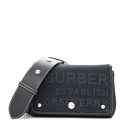 Burberry Cotton Canvas Horseferry Small Crossbody Bag Navy 1 of 11