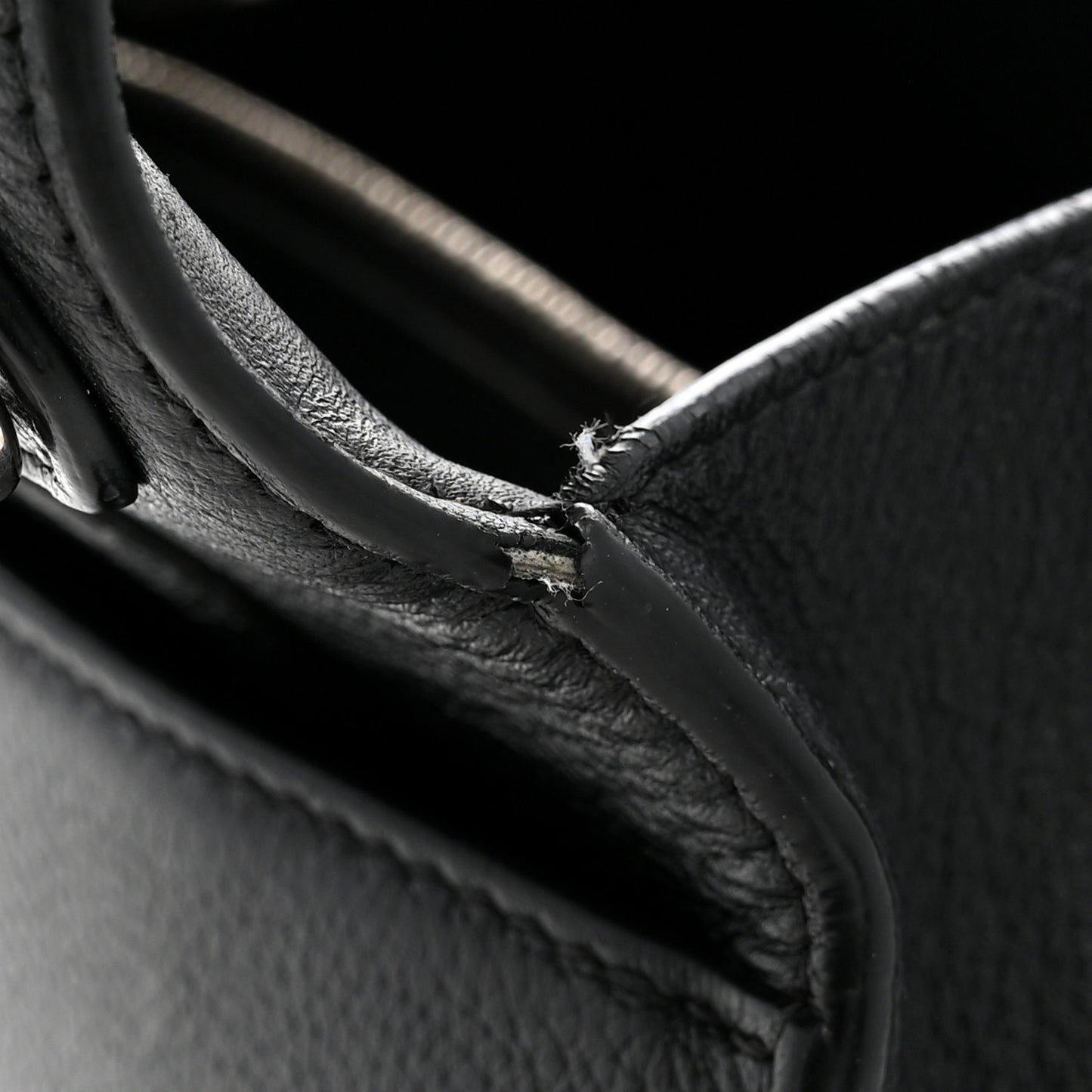 Grained Calfskin Small Hourglass Top Handle Bag Black