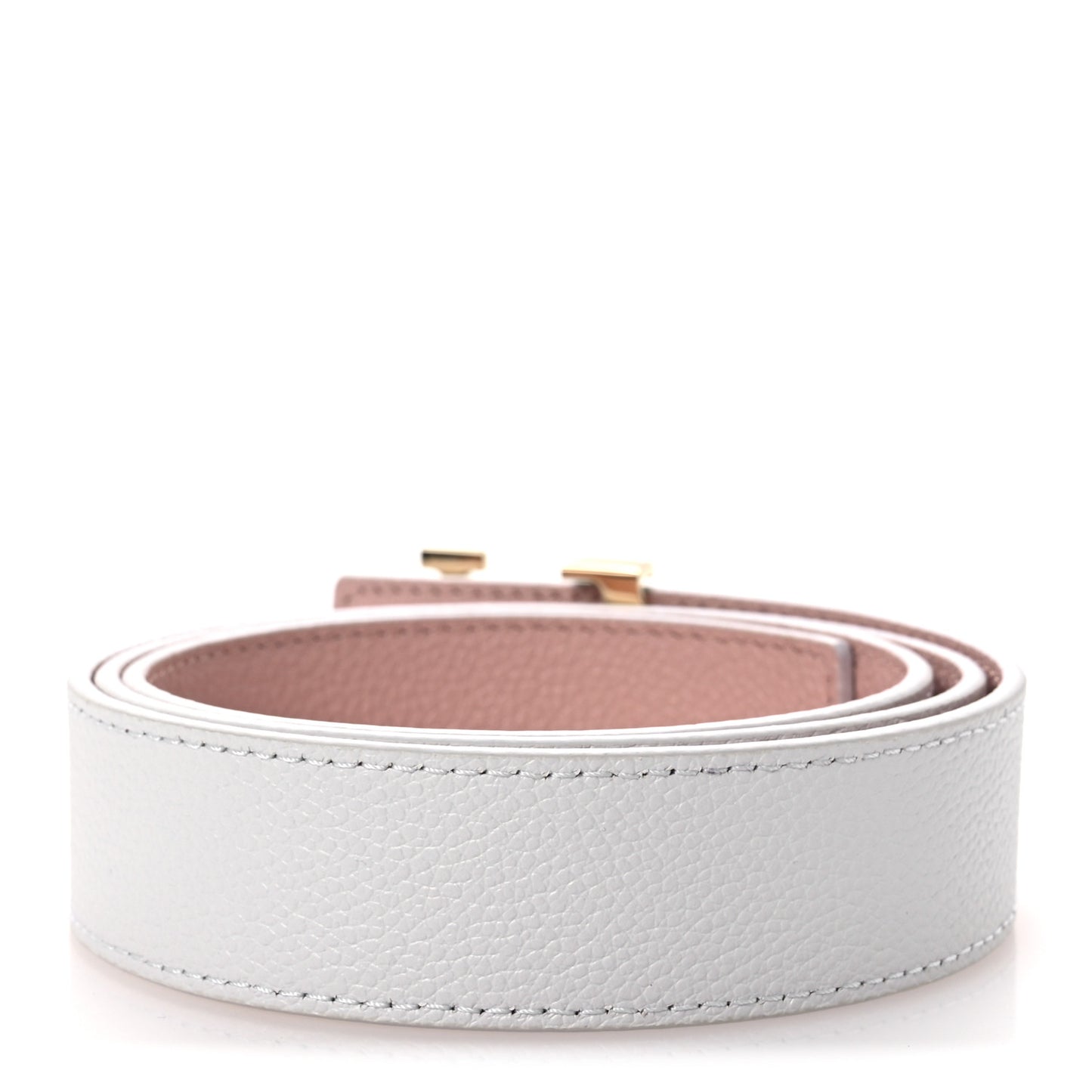 Taurillon Calfskin LV Initiales Reversible Belt 80 32 White Pink