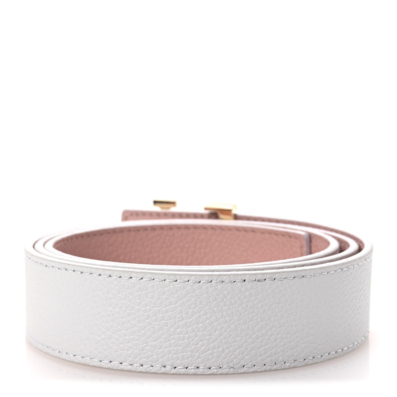 Louis Vuitton Taurillon Calfskin LV Initiales Reversible Belt 80 32 White Pink 3 of 7