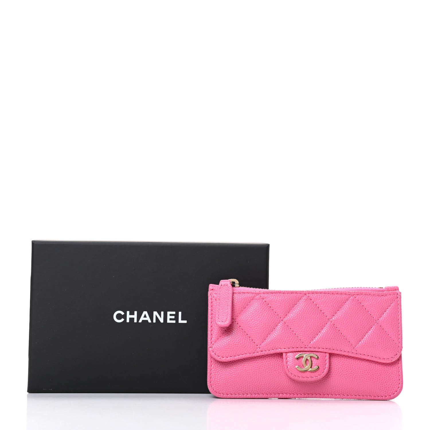 Chanel Caviar Quilted Flap Zip Card Holder Pink 8 of 8