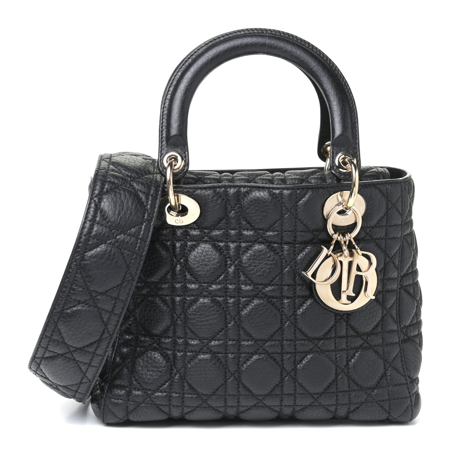 Christian Dior Grained Calfskin Cannage Medium Supple Lady Dior Black 1 of 4