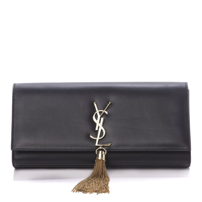 Saint Laurent Calfskin Classic Monogram Tassel Clutch Black 1 of 10