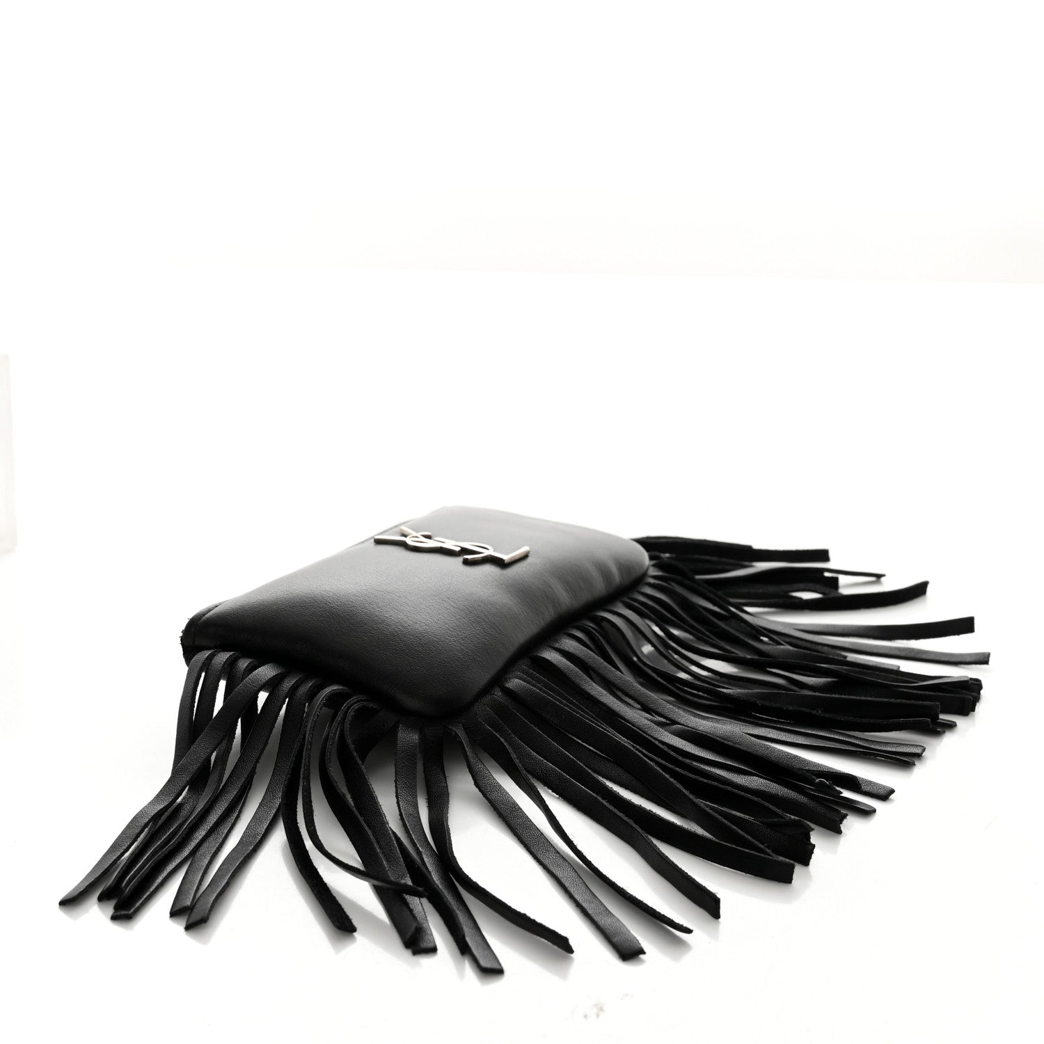 Saint Laurent Calfskin Monogram Small Fringe Key Pouch Black 4 of 9