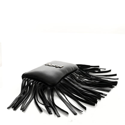 Saint Laurent Calfskin Monogram Small Fringe Key Pouch Black 4 of 9