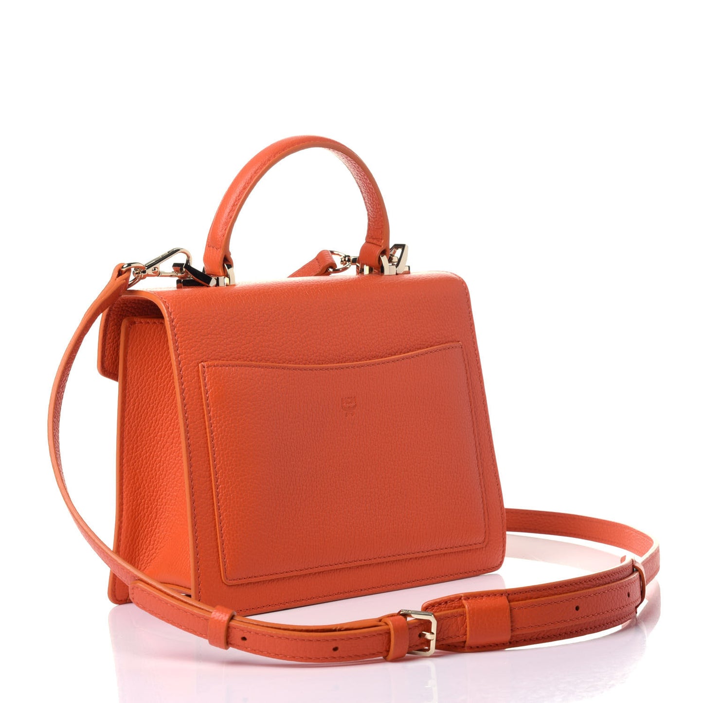 Grained Calfskin Small Patricia Satchel Orange