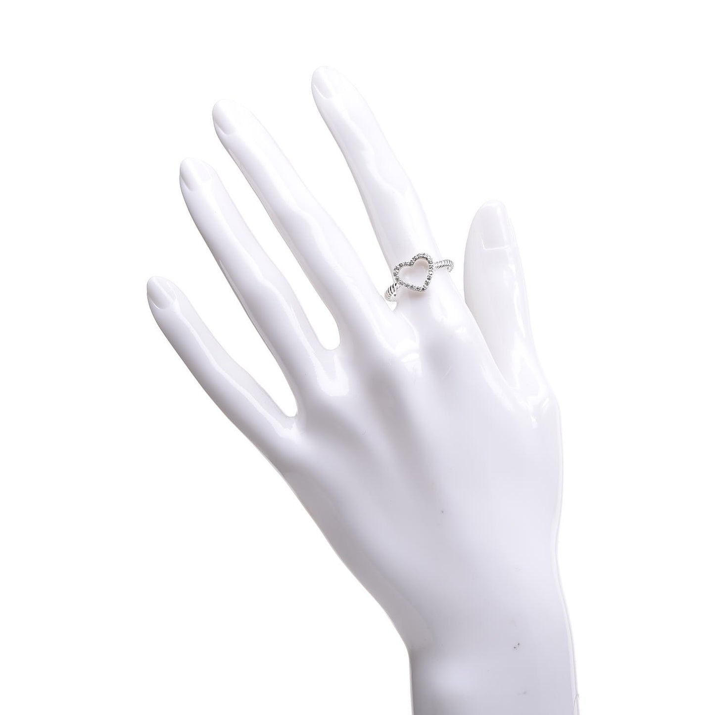 Sterling Silver Diamond 10mm Open Heart Ring 53.1 6.5