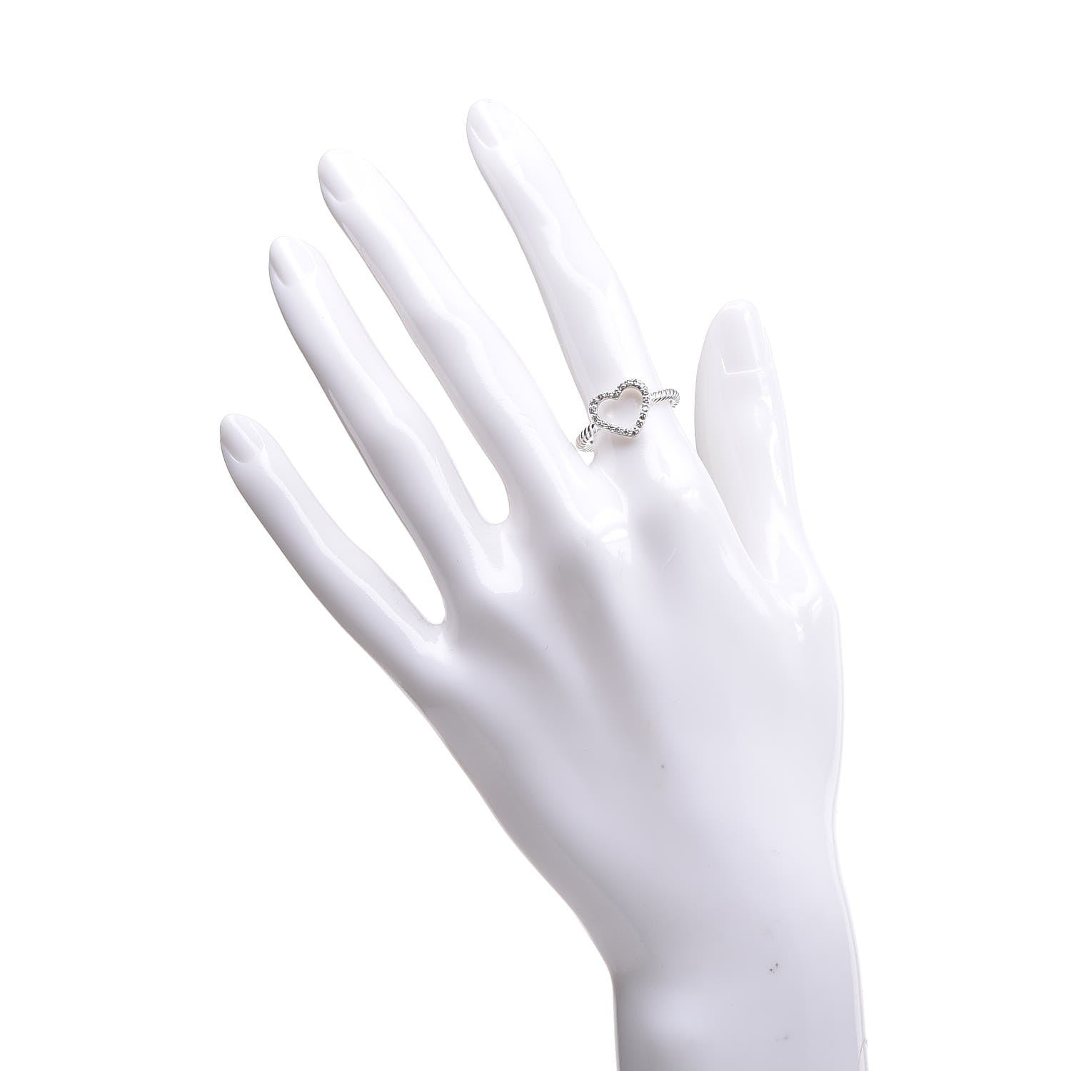 David Yurman Sterling Silver Diamond 10mm Open Heart Ring 53.1 6.5 2 of 9