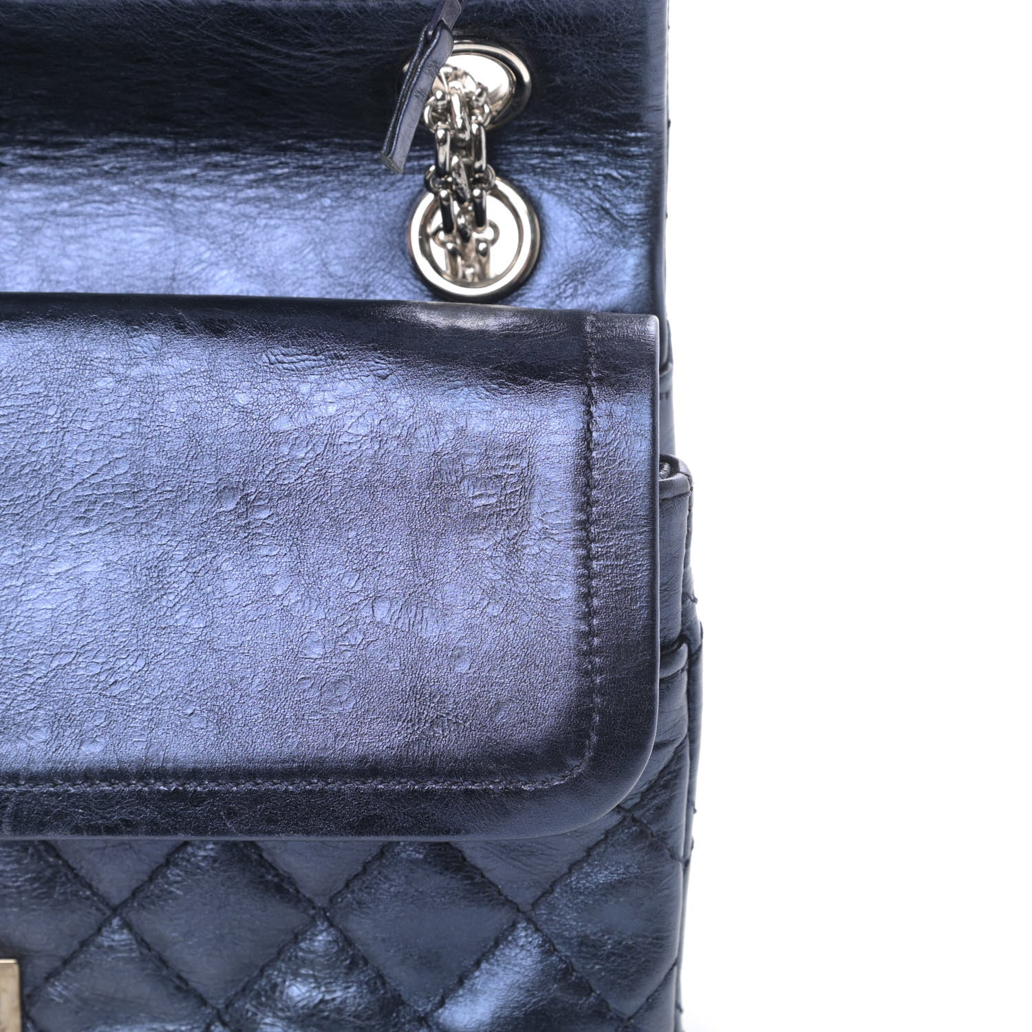 Chanel Metallic Aged Calfskin Quilted 2.55 Reissue 225 Flap Blue 13 of 15