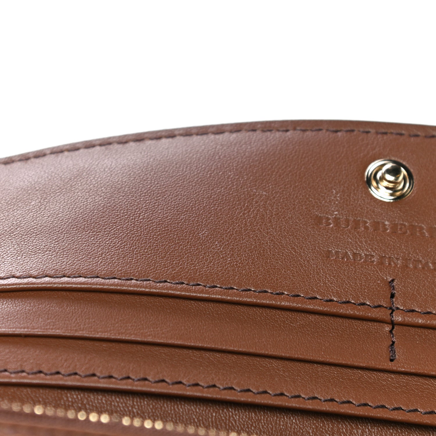 Burberry Horseshoe Calfskin House Check Porter Continental Wallet Tan 14 of 15
