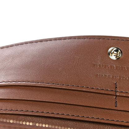 Burberry Horseshoe Calfskin House Check Porter Continental Wallet Tan 14 of 15