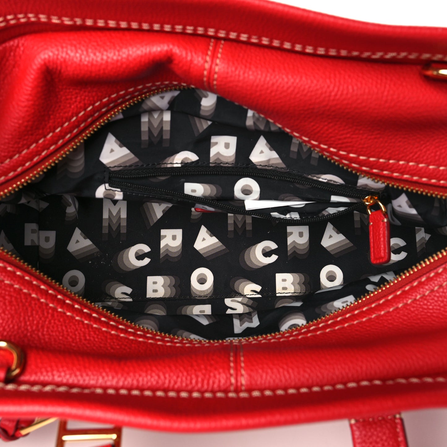 Textured Calfskin Cruiser Satchel Fire Red