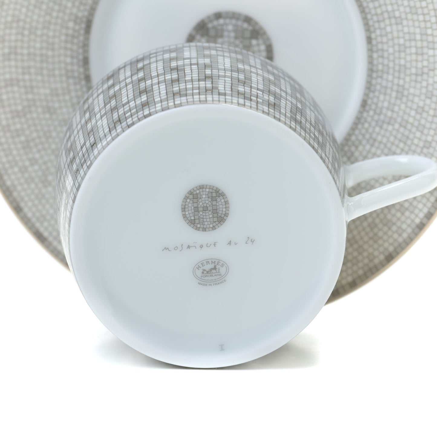 Porcelain Mosaique Au 24 Platine Tea Cup And Saucer Set Of 2 Platinum