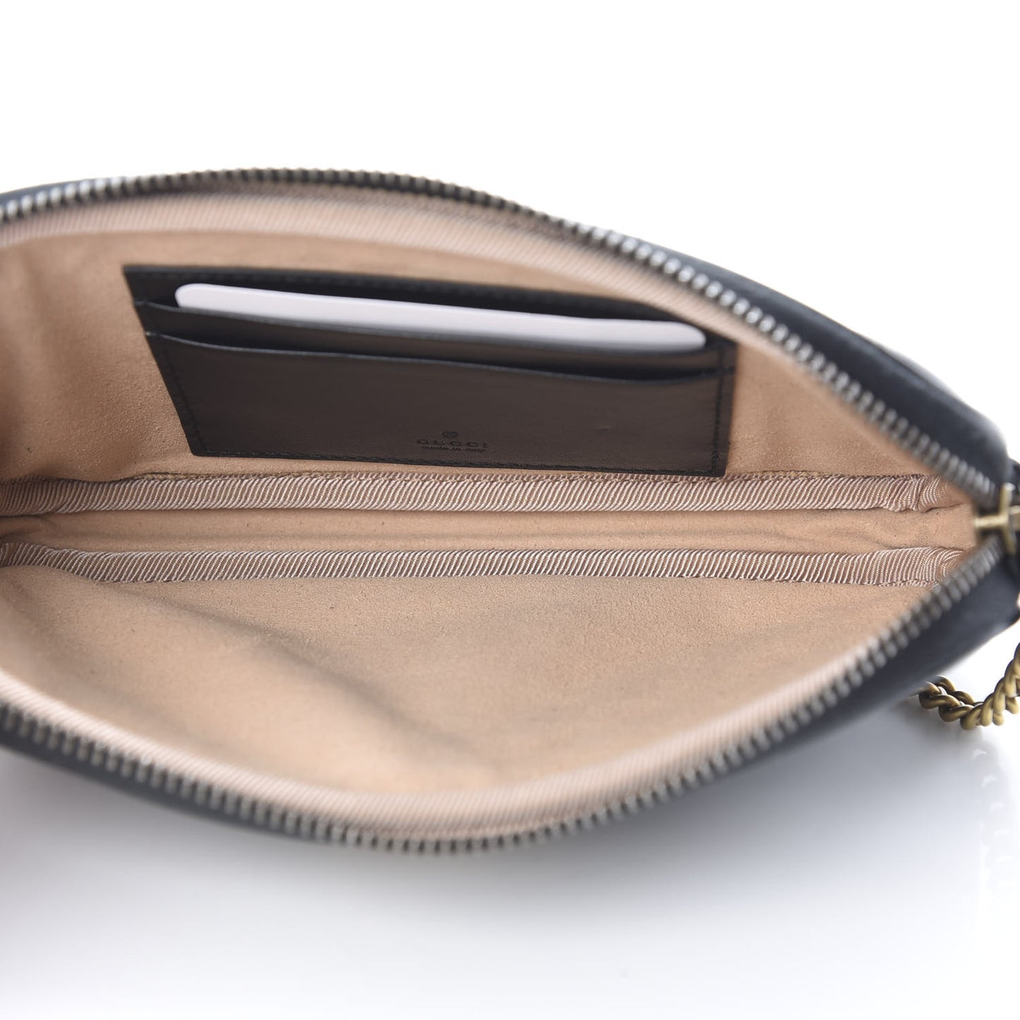 Calfskin Matelasse Mini GG Marmont Chain Crossbody Bag Black