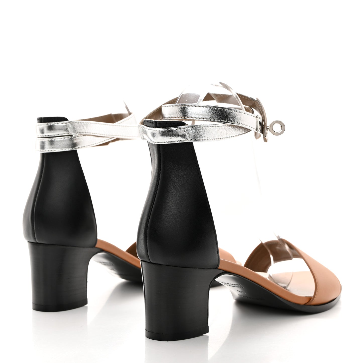 Box Calfskin Metallic Calfskin Manege Sandals 38 Muticolor Naturel