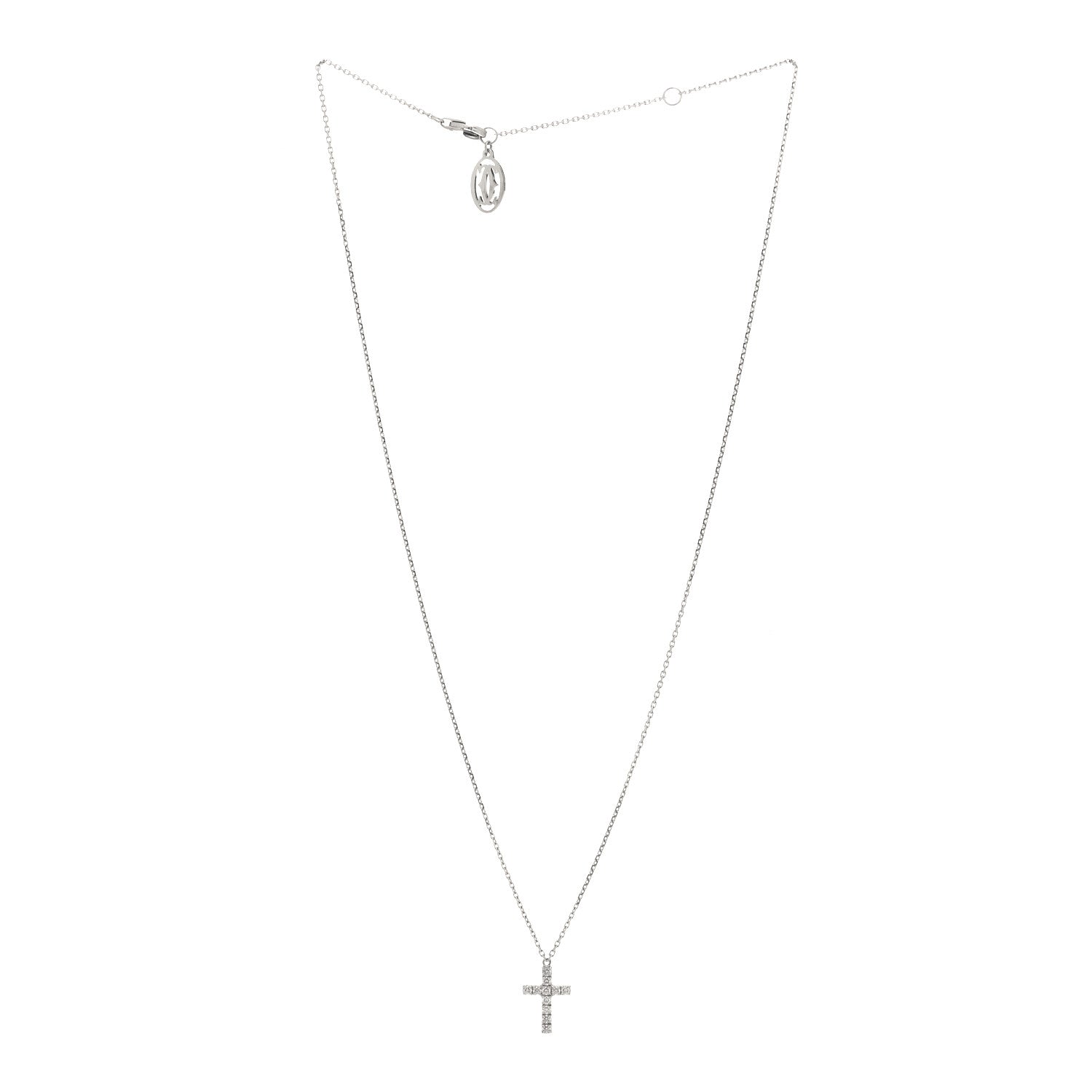 Cartier 18K White Gold Diamond Symbols Cross Pendant Necklace 2 of 5