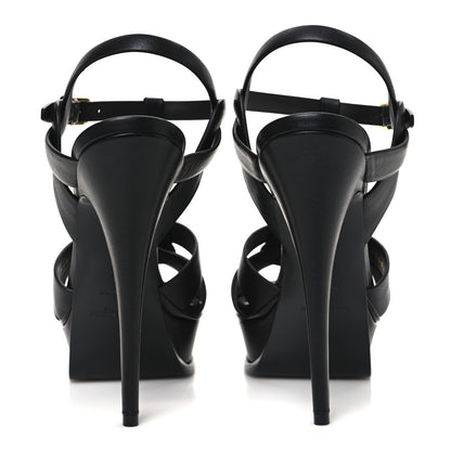 Saint Laurent Calfskin Tribute 105 Platform Sandals 40 Black 6 of 11