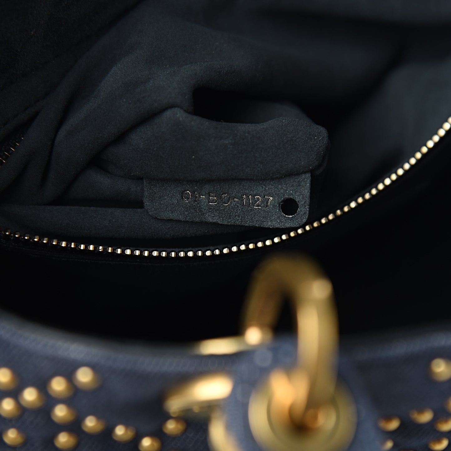 Canvas Cannage Studded Medium Supple Lady Dior Blue
