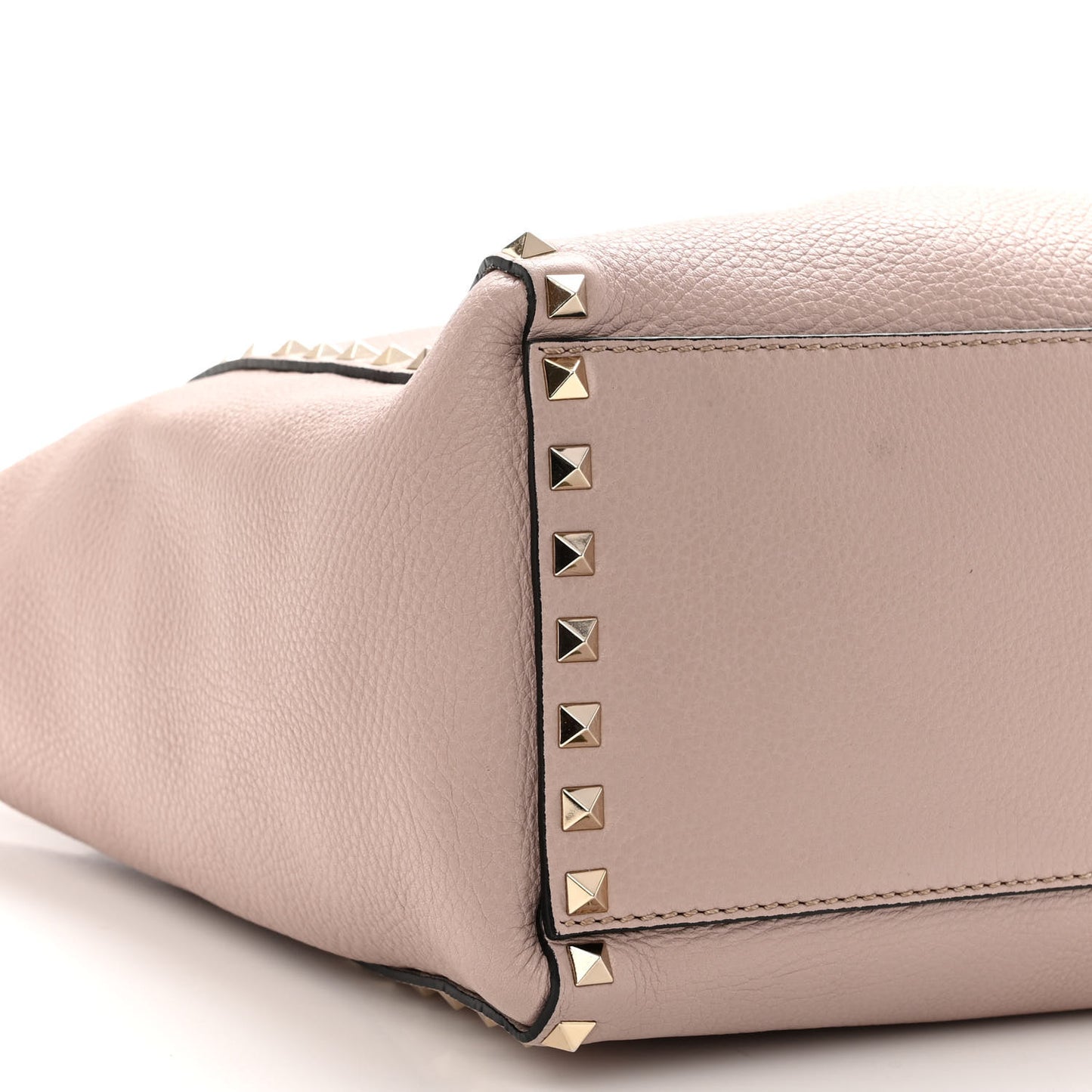 Grained Calfskin Rockstud Double Handle Tote Poudre