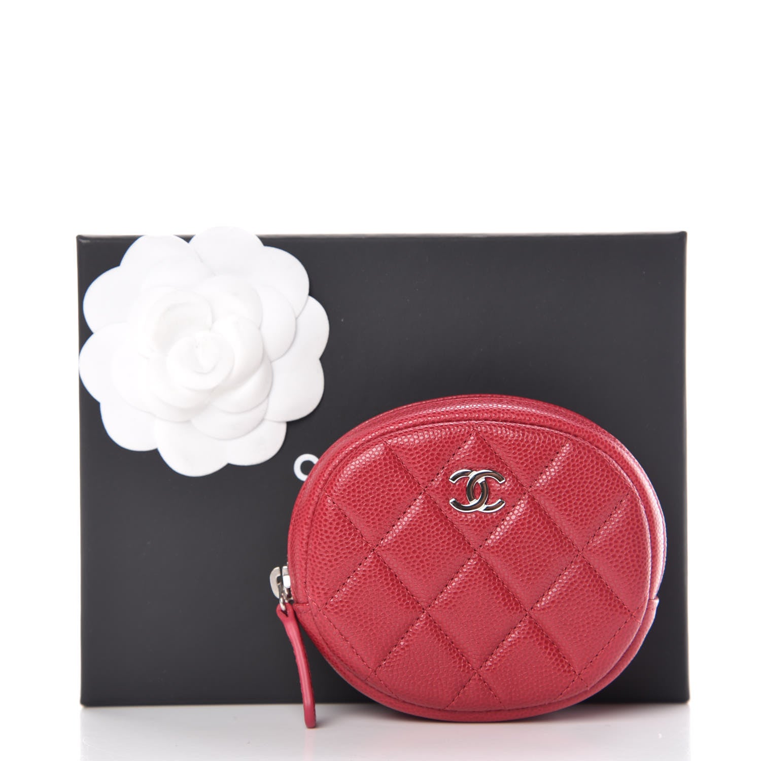 Chanel Caviar Quilted Zip Around Classic Coin Purse Dark Pink 8 of 8