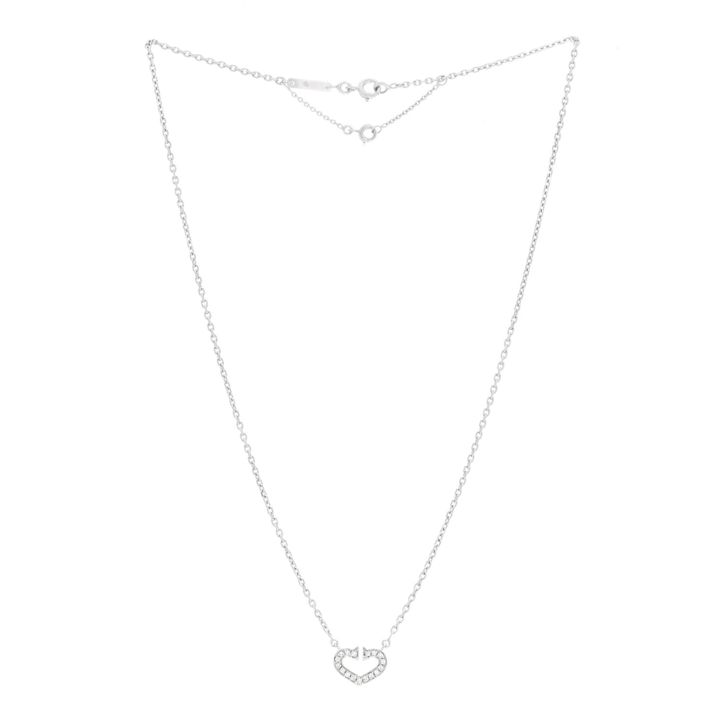 18K White Gold Diamond Small Hearts and Symbols Pendant Necklace